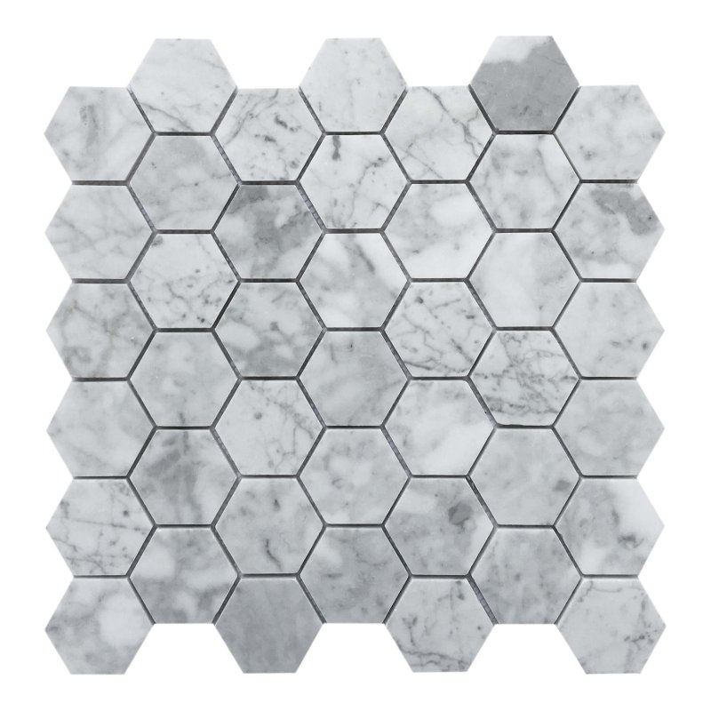 Hexagon Mosaic Carrara marble mosaic sheet