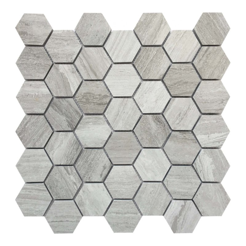 Hexagon Mosaic Light Grey marble mosaic sheet