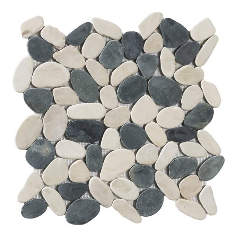 Inriver Sliced Pebble Mosaic Black & White pebble mosaic sheet