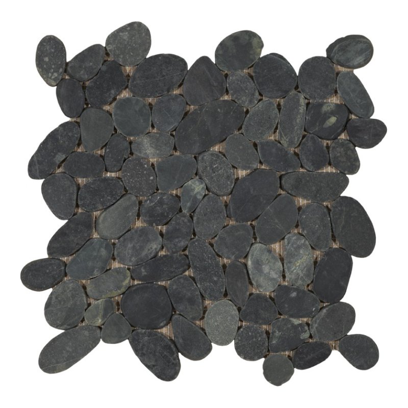 Inriver Sliced Pebble Mosaic Black pebble mosaic sheet